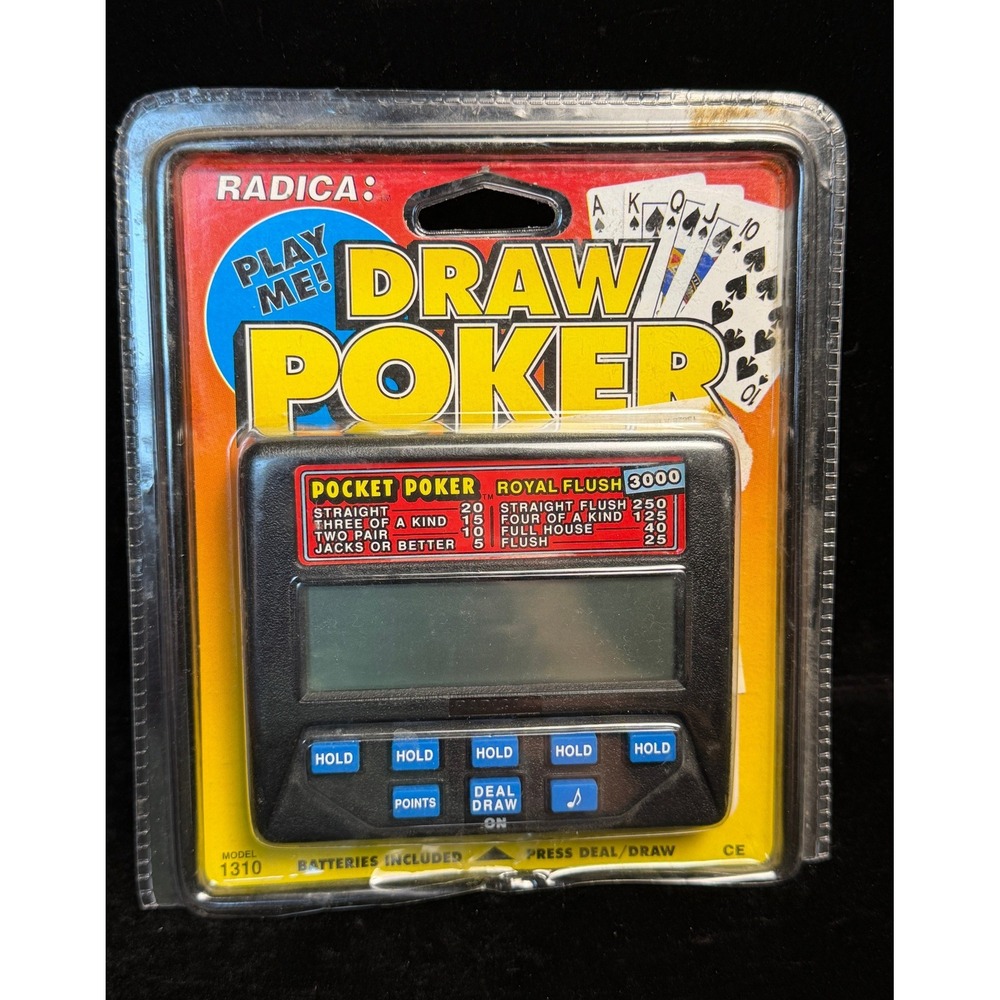 Vintage Radica Draw Poker: Pocket Poker, Handheld Electronic Game, WORKS